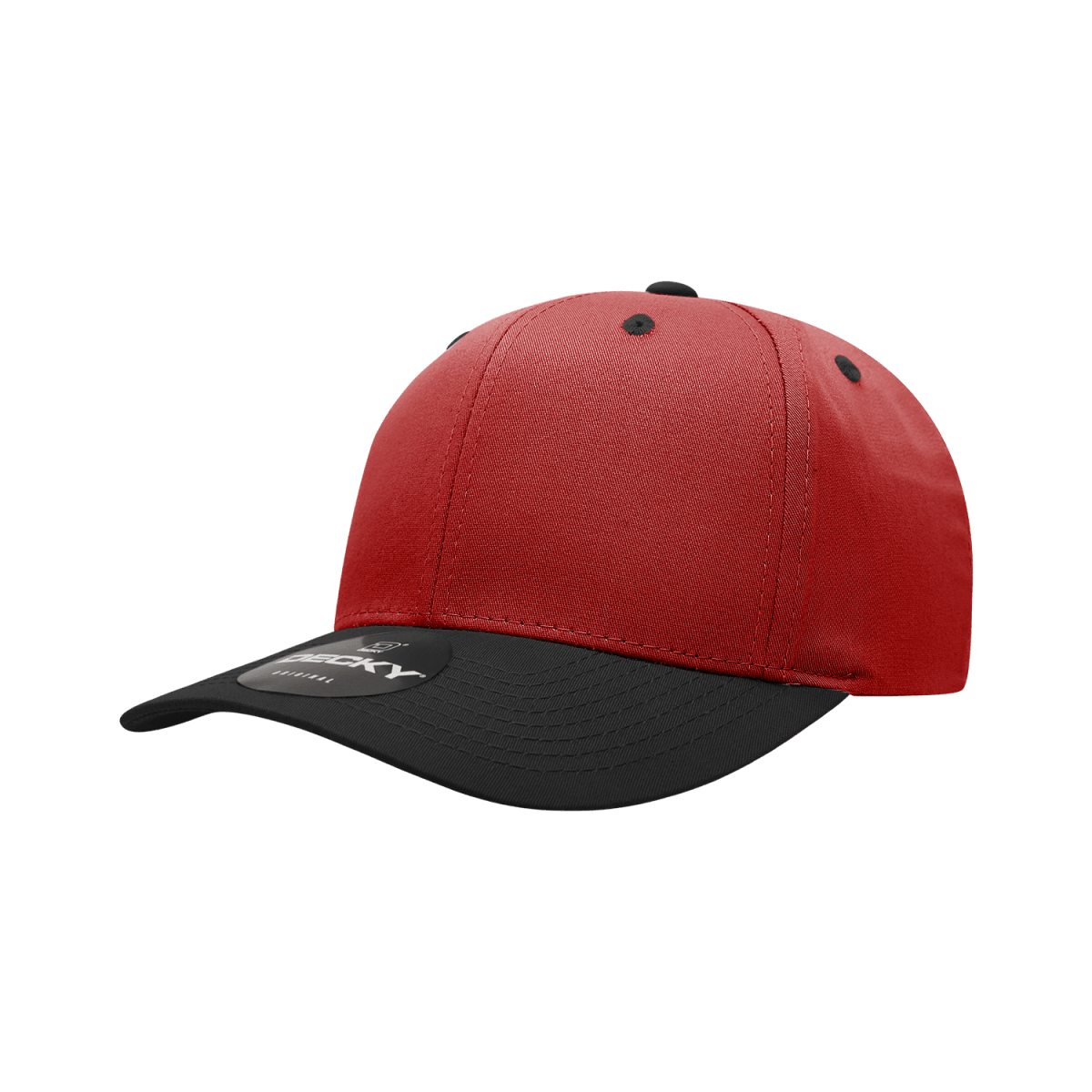 Decky 6 Panel Mid Profile Structured Cotton Blend Cap | Decky 6022 Red/Black Standard