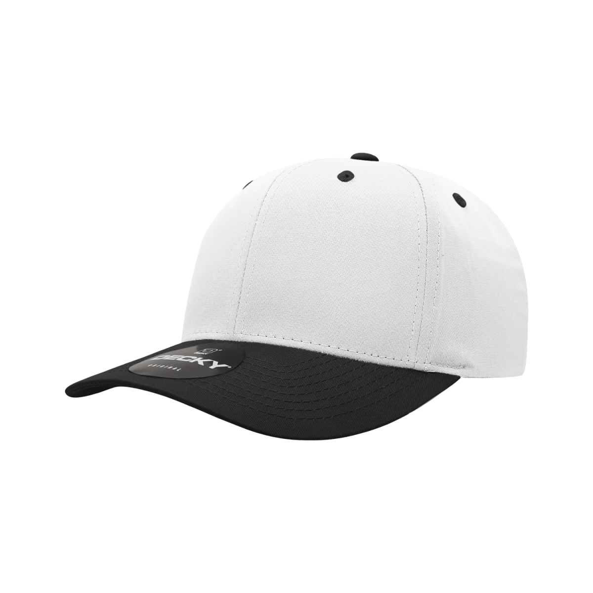 Decky 6 Panel Mid Profile Structured Cotton Blend Cap | Decky 6022 White/Black Standard