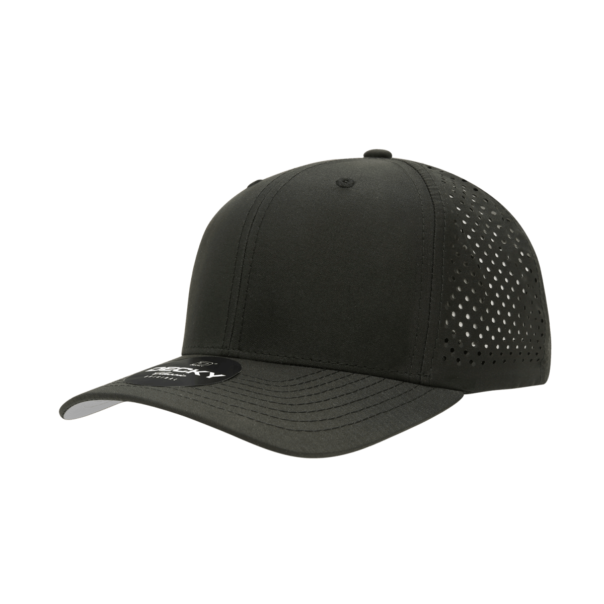 Decky 6 Panel Mid Profile Structured Perforated Performance Cap | Decky 6227 Black Black Hats