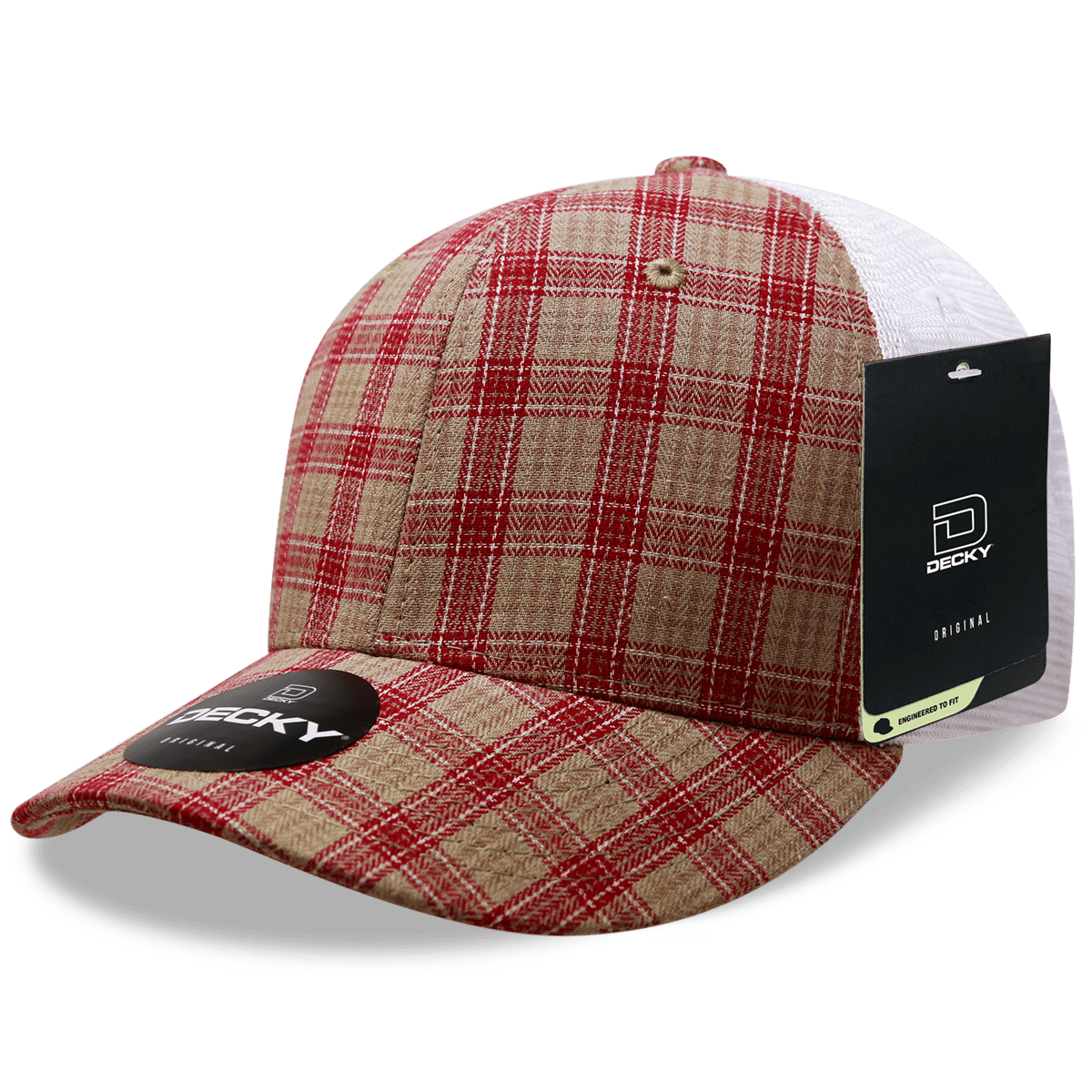 Decky 6 Panel Mid Profile Structured Plaid Trucker | Decky 6017 6017 - 101 OSFM