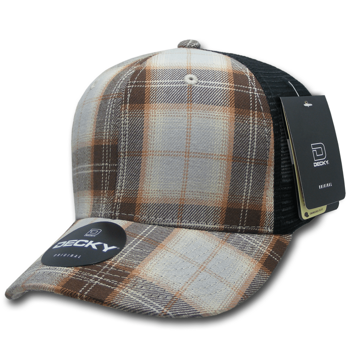 Decky 6 Panel Mid Profile Structured Plaid Trucker | Decky 6018 6018 - 116 OSFM