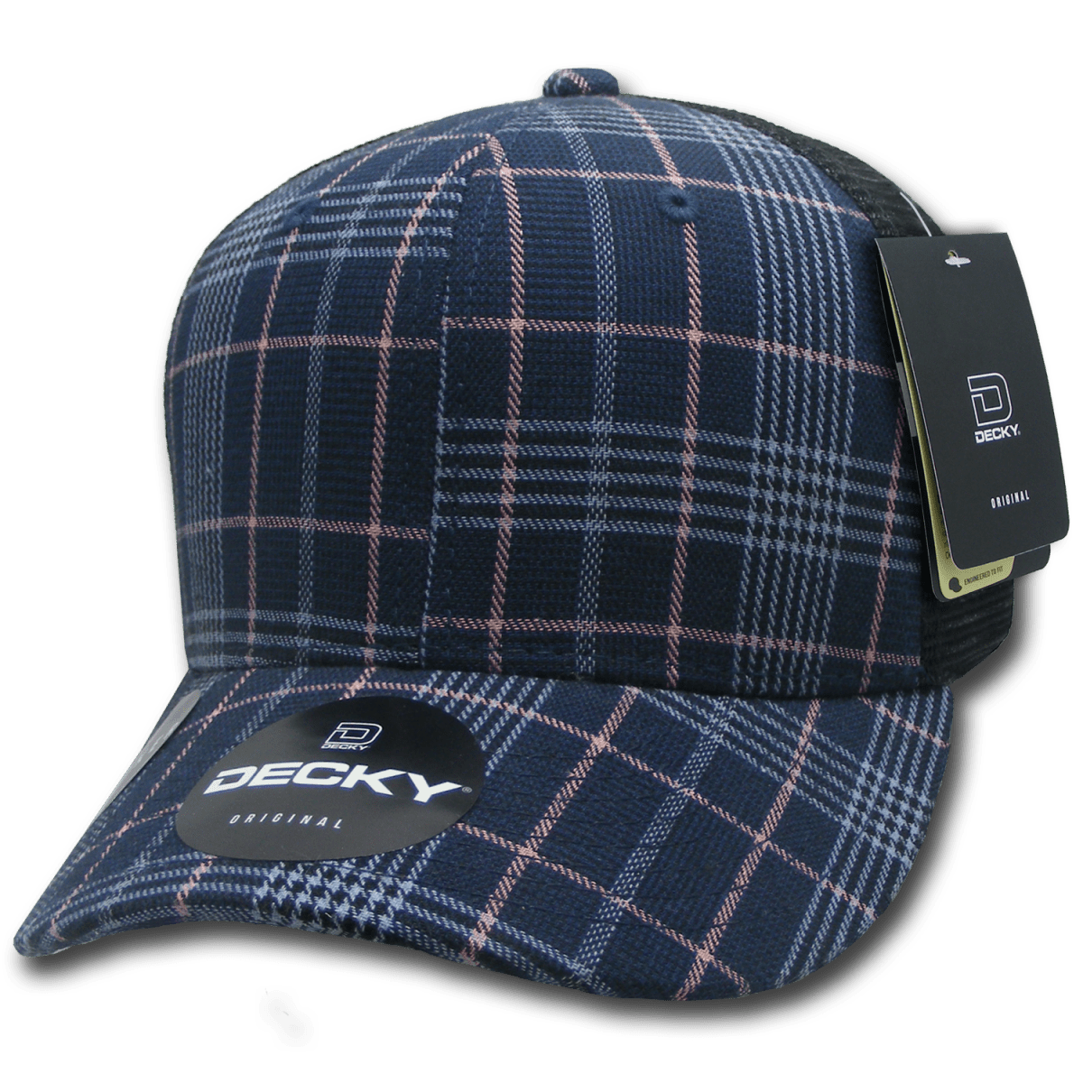 Decky 6 Panel Mid Profile Structured Plaid Trucker | Decky 6018 6018 - 123 OSFM