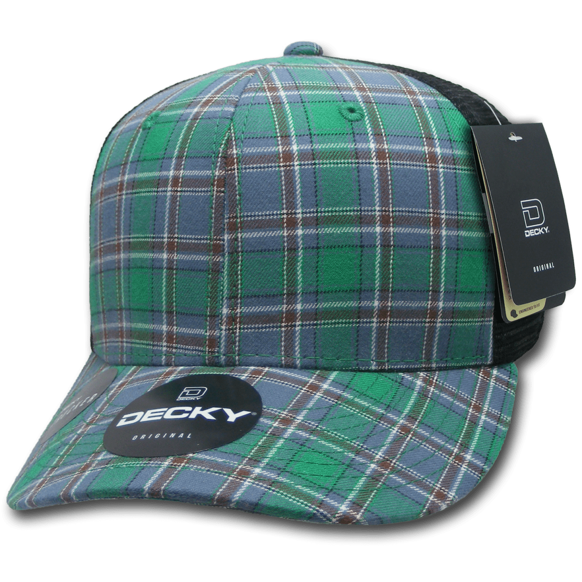 Decky 6 Panel Mid Profile Structured Plaid Trucker | Decky 6018 6018 - 127 OSFM