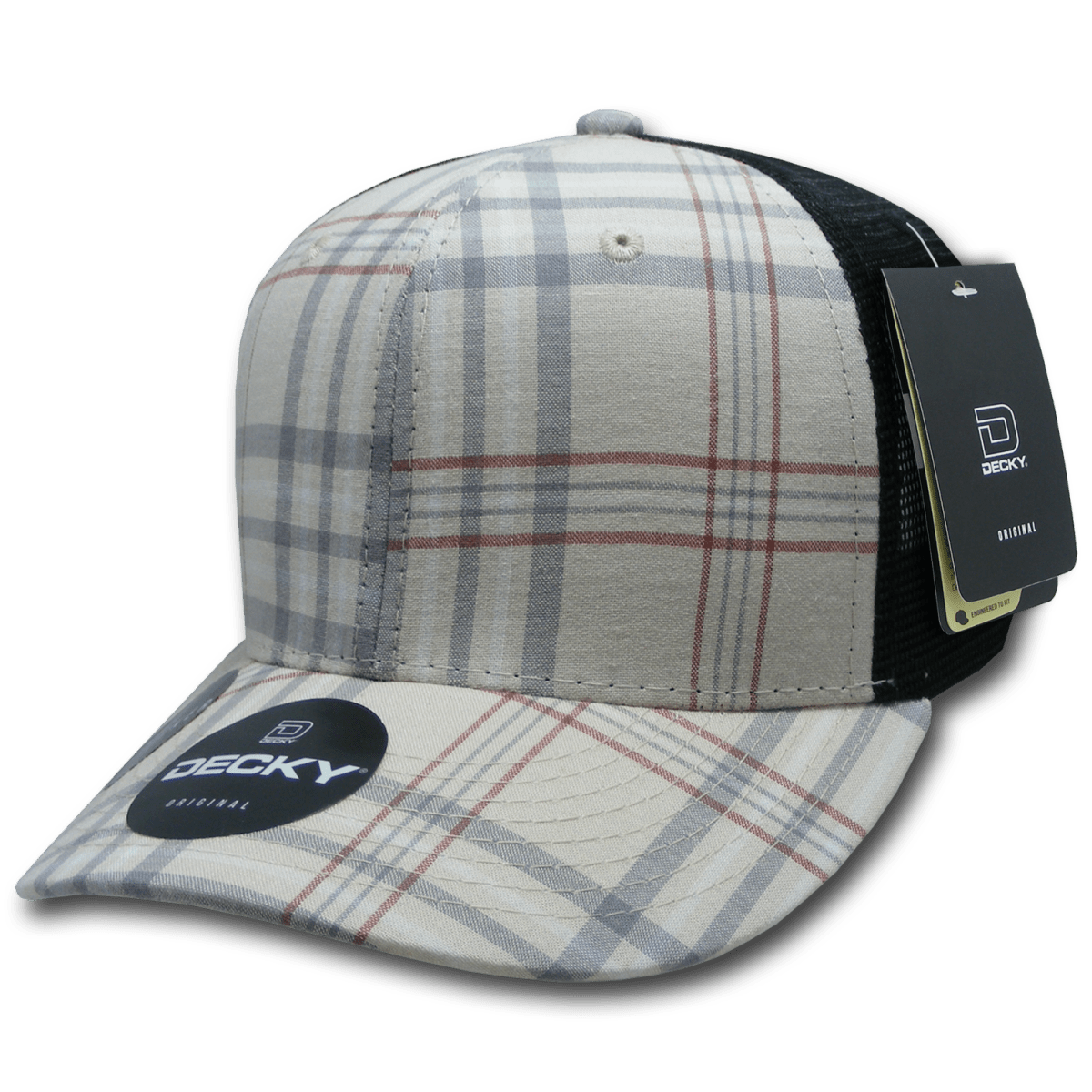 Decky 6 Panel Mid Profile Structured Plaid Trucker | Decky 6018 6018 - 134 OSFM