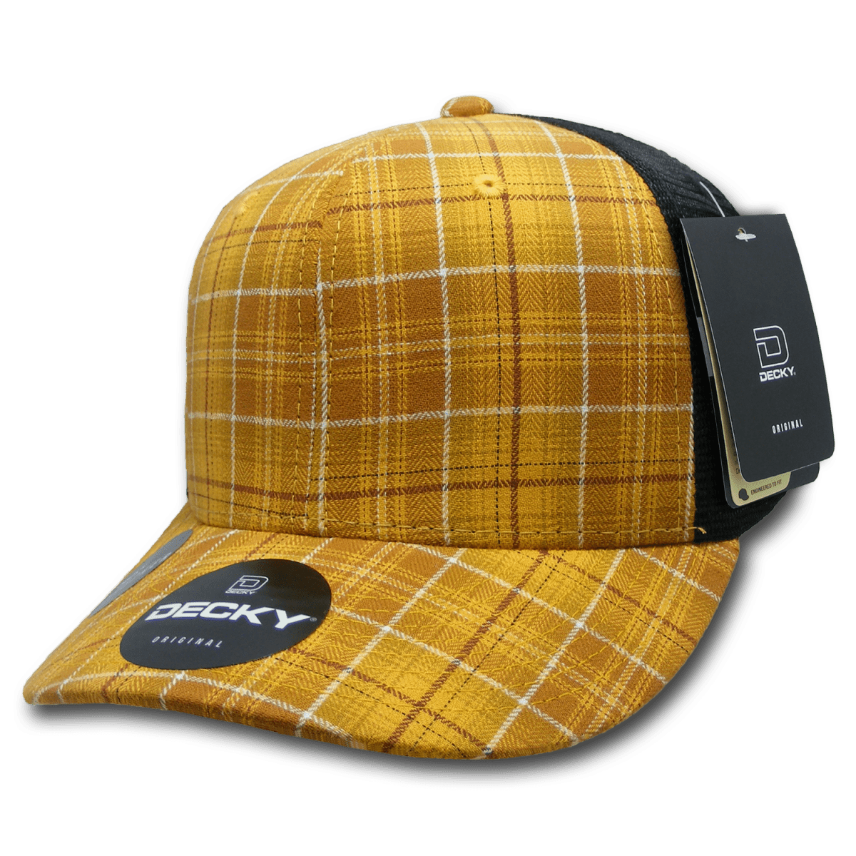 Decky 6 Panel Mid Profile Structured Plaid Trucker | Decky 6018 6018 - 135 OSFM