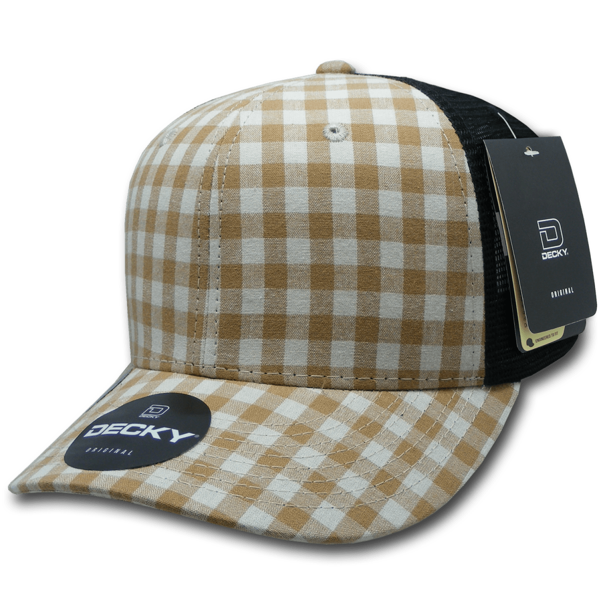 Decky 6 Panel Mid Profile Structured Plaid Trucker | Decky 6018 6018 - 146 OSFM
