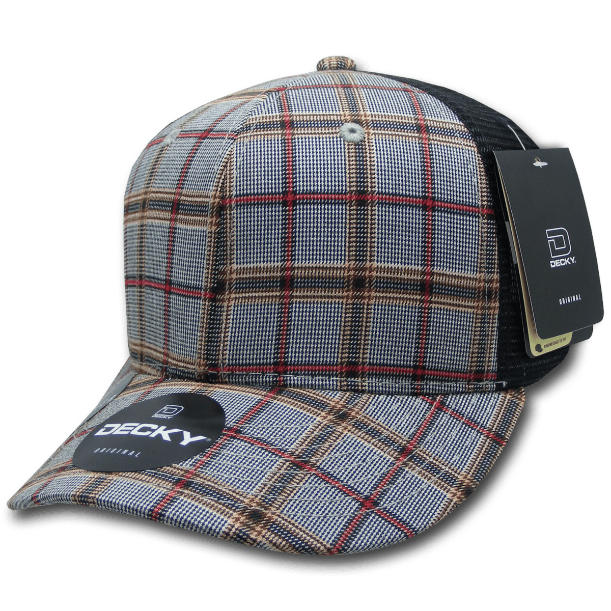 Decky 6 Panel Mid Profile Structured Plaid Trucker | Decky 6018 6018 - 161 OSFM