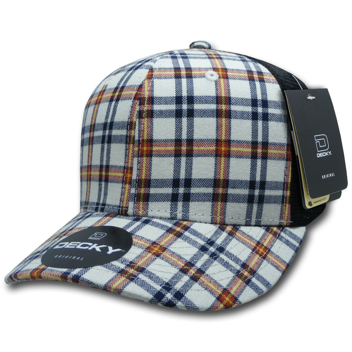 Decky 6 Panel Mid Profile Structured Plaid Trucker | Decky 6018 6018 - 177 OSFM
