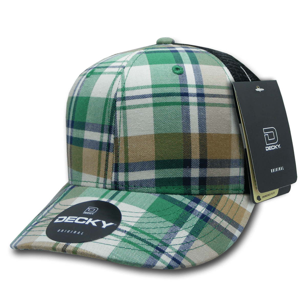 Decky 6 Panel Mid Profile Structured Plaid Trucker | Decky 6018 6018 - 184 OSFM