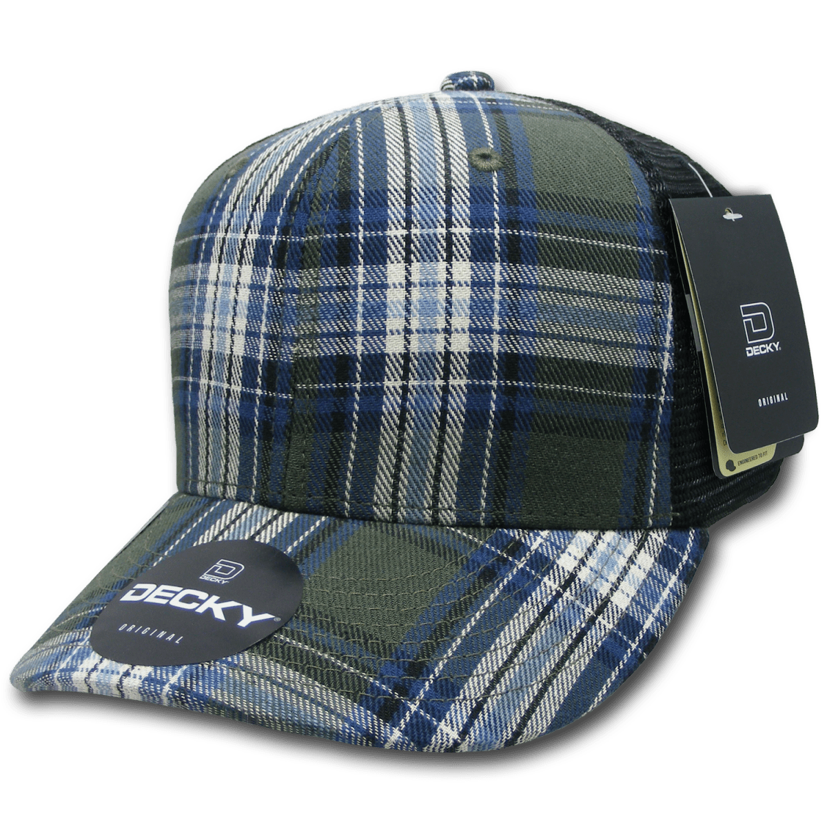 Decky 6 Panel Mid Profile Structured Plaid Trucker | Decky 6018 6018 - 185 OSFM