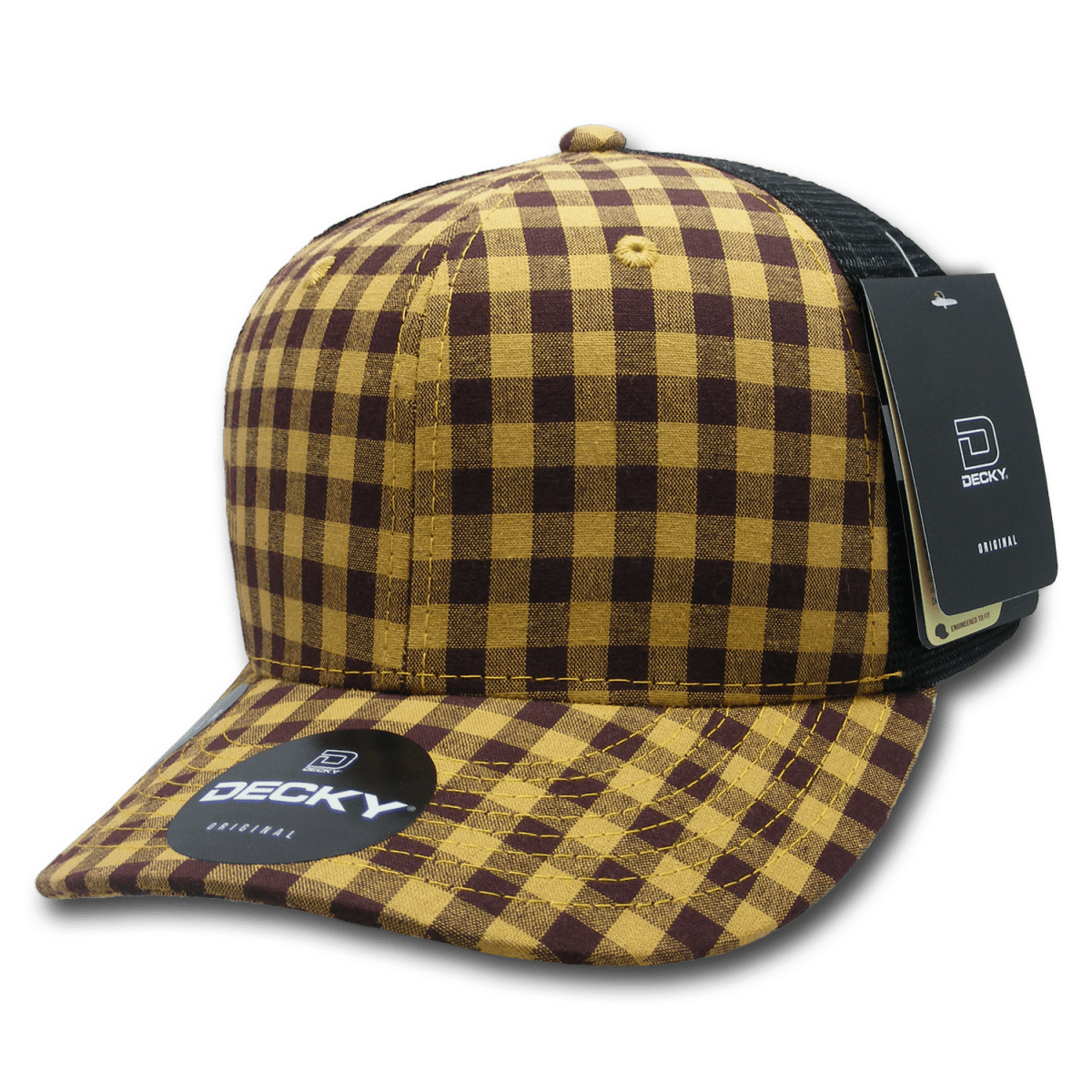 Decky 6 Panel Mid Profile Structured Plaid Trucker | Decky 6018 6018 - 186 OSFM