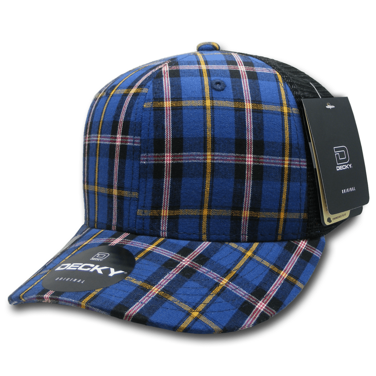 Decky 6 Panel Mid Profile Structured Plaid Trucker | Decky 6018 6018 - 190 OSFM