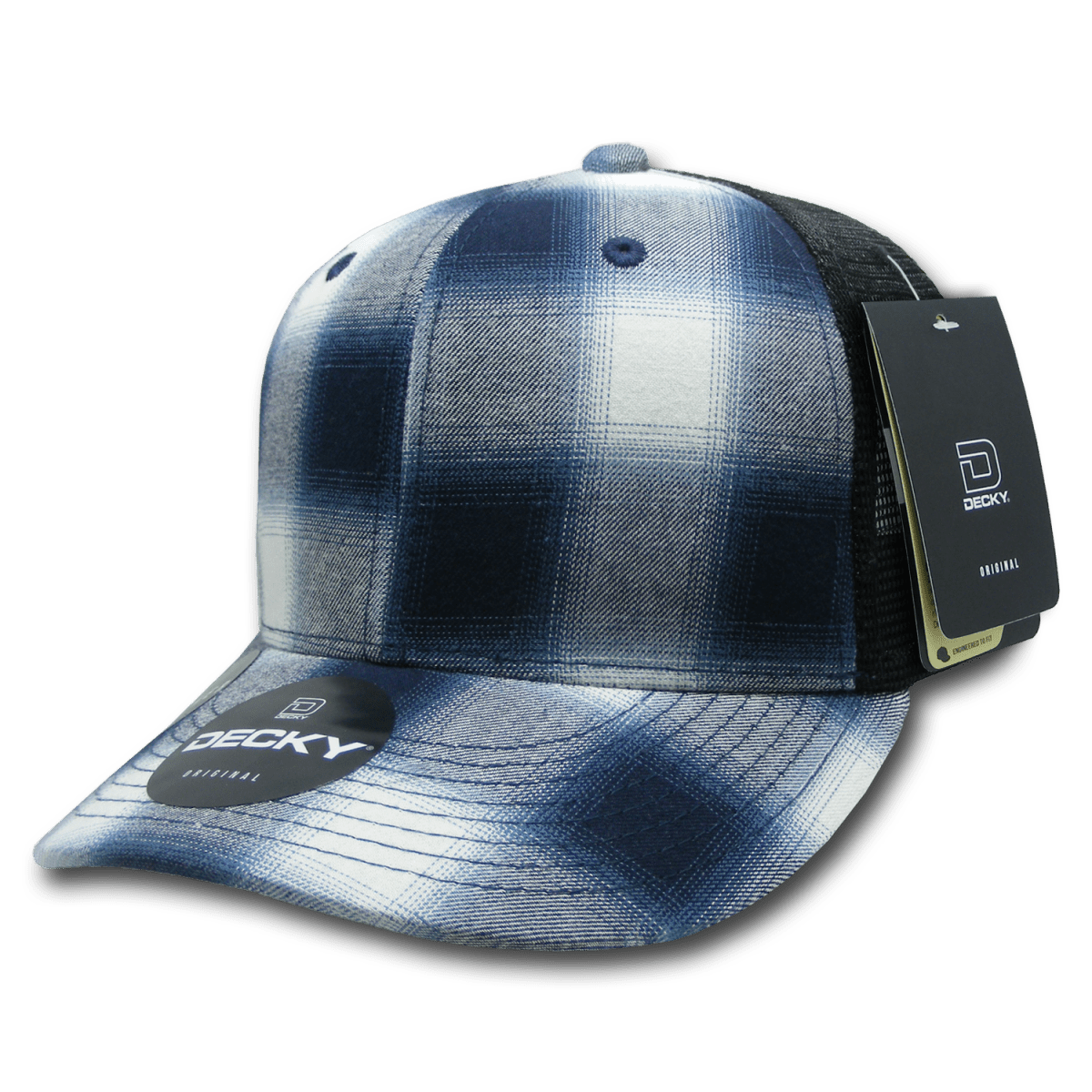 Decky 6 Panel Mid Profile Structured Plaid Trucker | Decky 6018 6018 - 193 OSFM