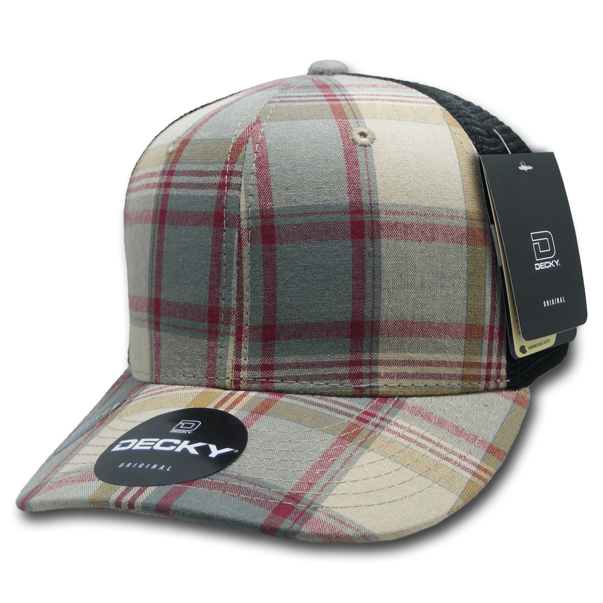 Decky 6 Panel Mid Profile Structured Plaid Trucker | Decky 6018 6018 - 203 OSFM