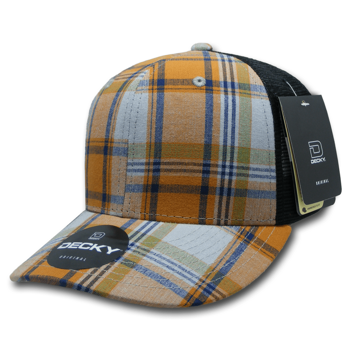 Decky 6 Panel Mid Profile Structured Plaid Trucker | Decky 6018 6018 - 204 OSFM