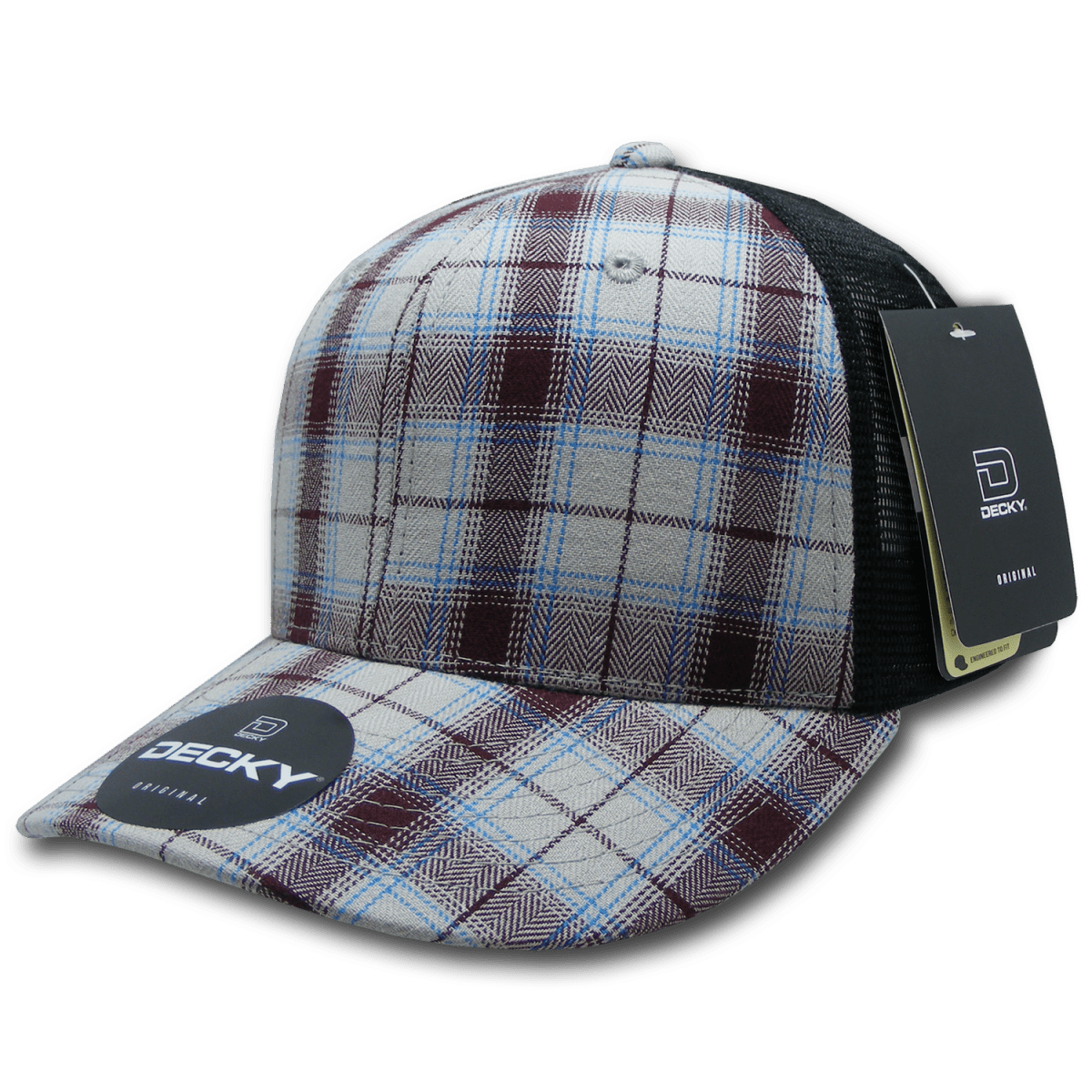 Decky 6 Panel Mid Profile Structured Plaid Trucker | Decky 6018 6018 - 205 OSFM