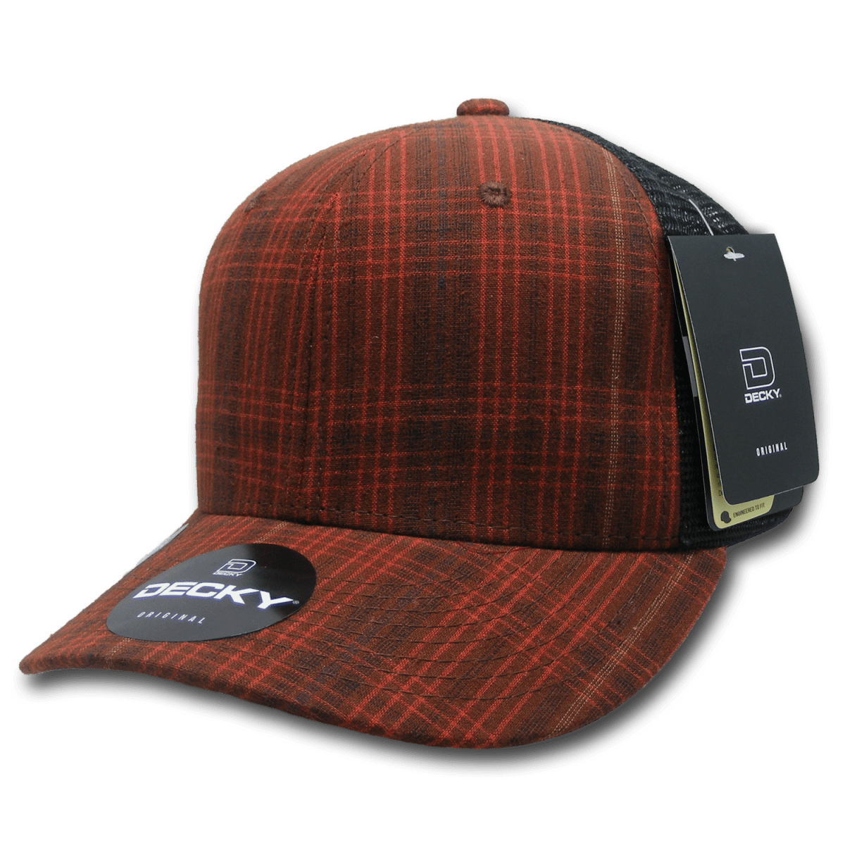 Decky 6 Panel Mid Profile Structured Plaid Trucker | Decky 6018 6018 - 206 OSFM