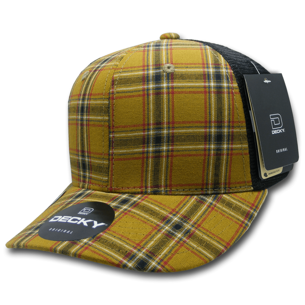 Decky 6 Panel Mid Profile Structured Plaid Trucker | Decky 6018 6018 - 207 OSFM