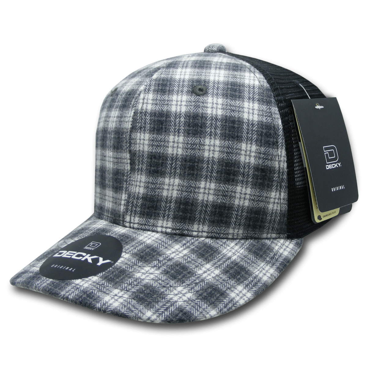 Decky 6 Panel Mid Profile Structured Plaid Trucker | Decky 6018 6018 - 214 OSFM