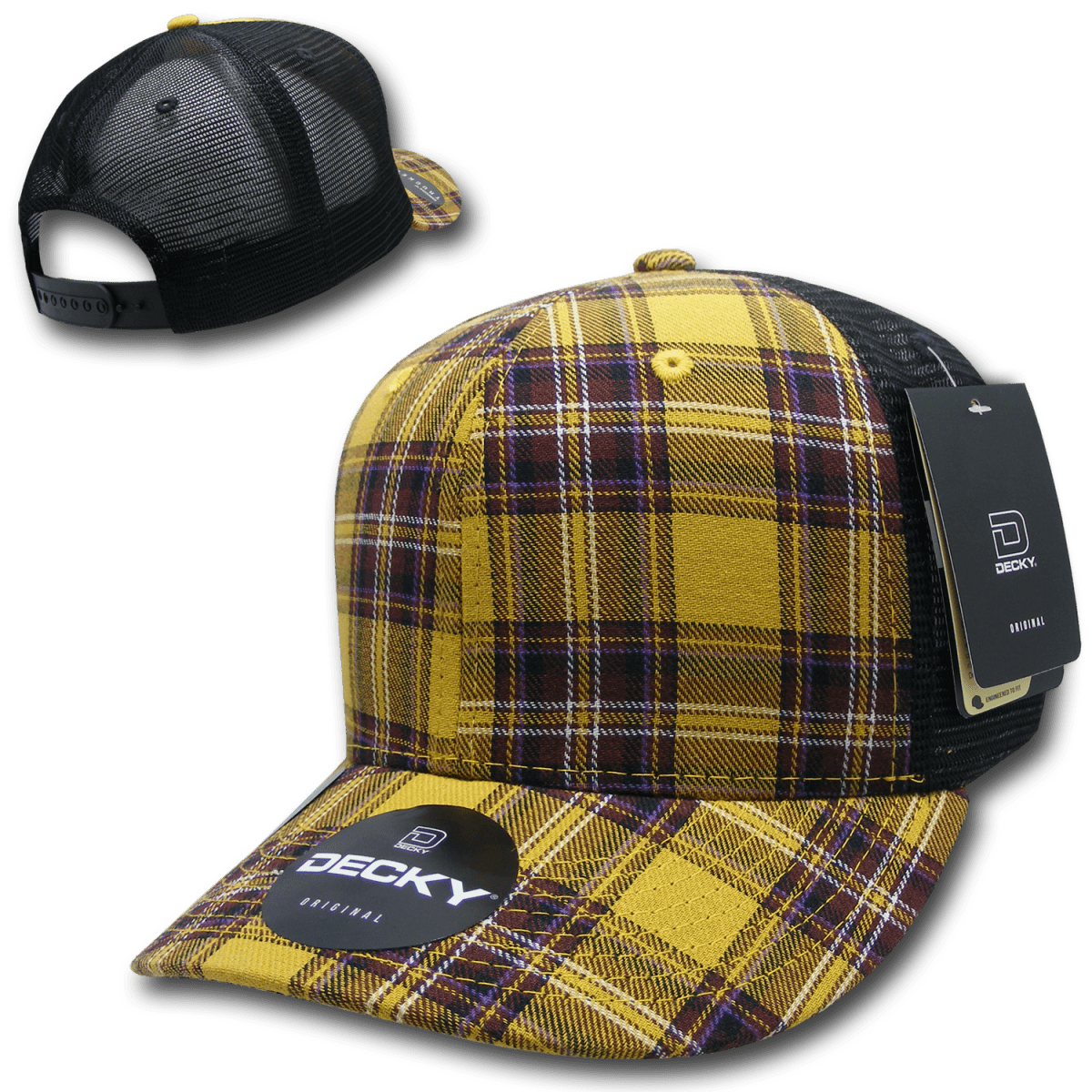 Decky 6 Panel Mid Profile Structured Plaid Trucker | Decky 6018 6018 - 220 OSFM