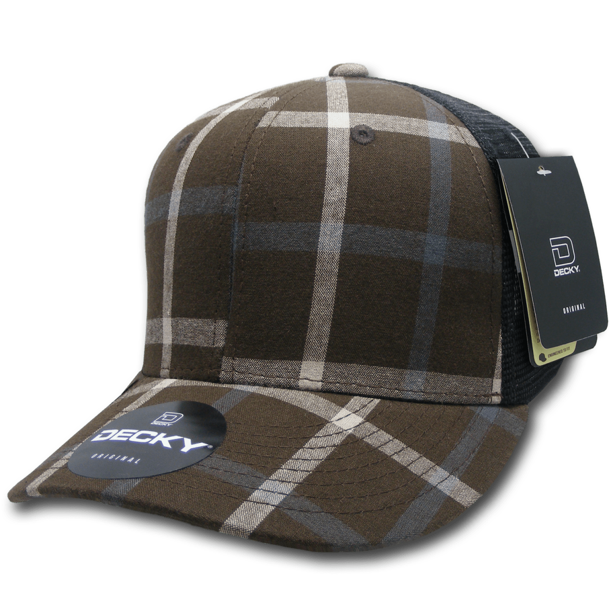 Decky 6 Panel Mid Profile Structured Plaid Trucker | Decky 6018 6018 - 226 OSFM