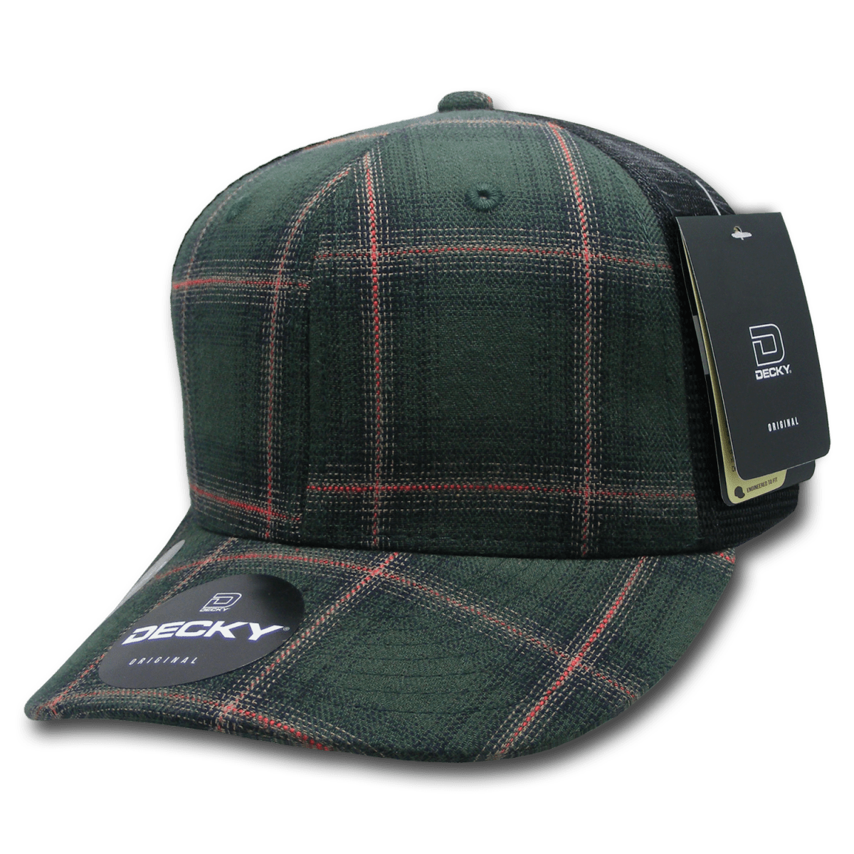 Decky 6 Panel Mid Profile Structured Plaid Trucker | Decky 6018 6018 - 236 OSFM