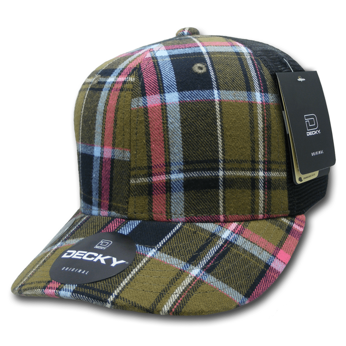 Decky 6 Panel Mid Profile Structured Plaid Trucker | Decky 6018 6018 - 239 OSFM