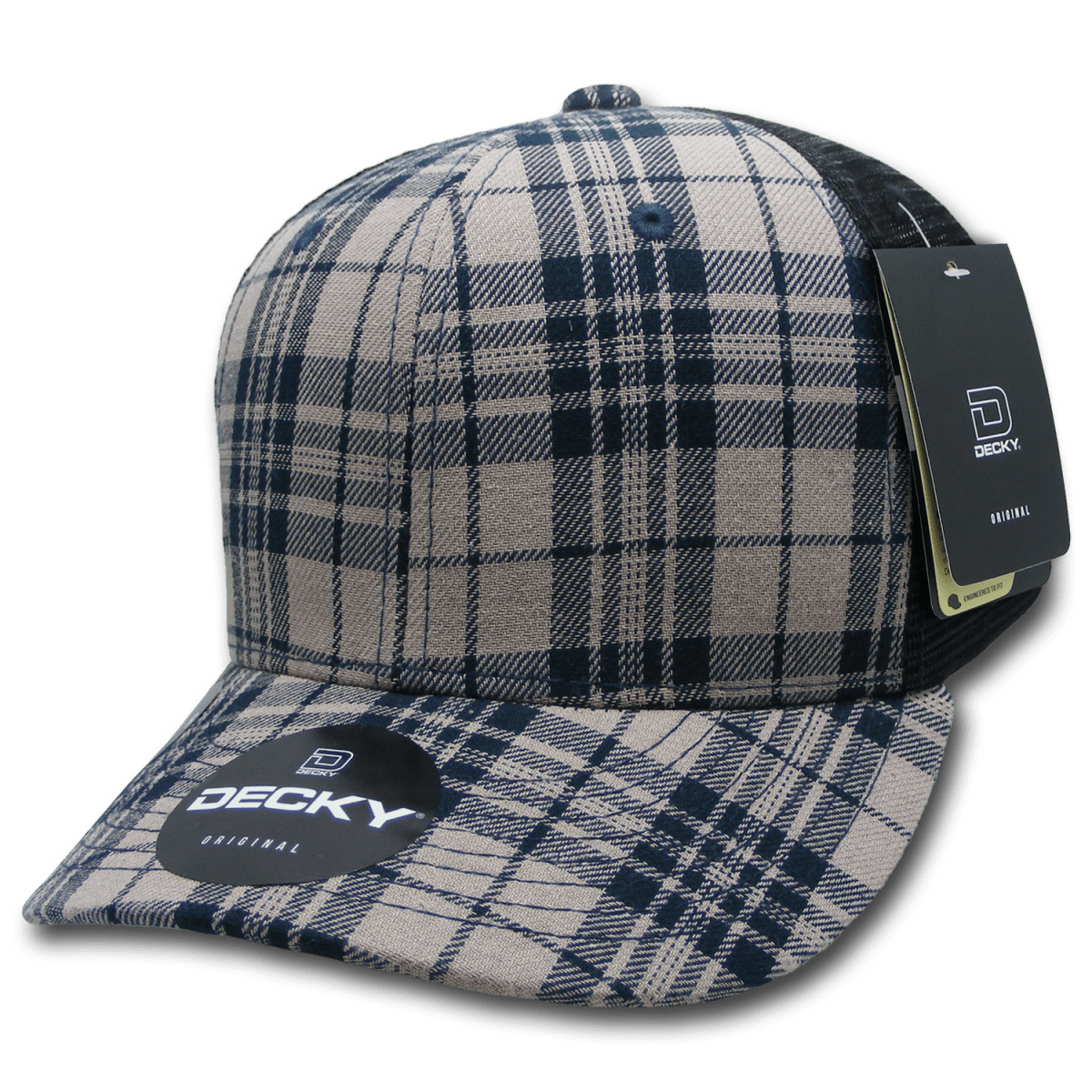 Decky 6 Panel Mid Profile Structured Plaid Trucker | Decky 6018 6018 - 240 OSFM