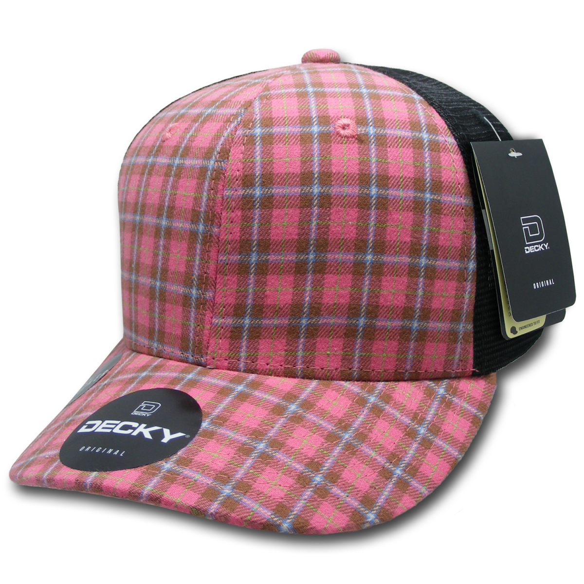 Decky 6 Panel Mid Profile Structured Plaid Trucker | Decky 6018 6018 - 242 OSFM