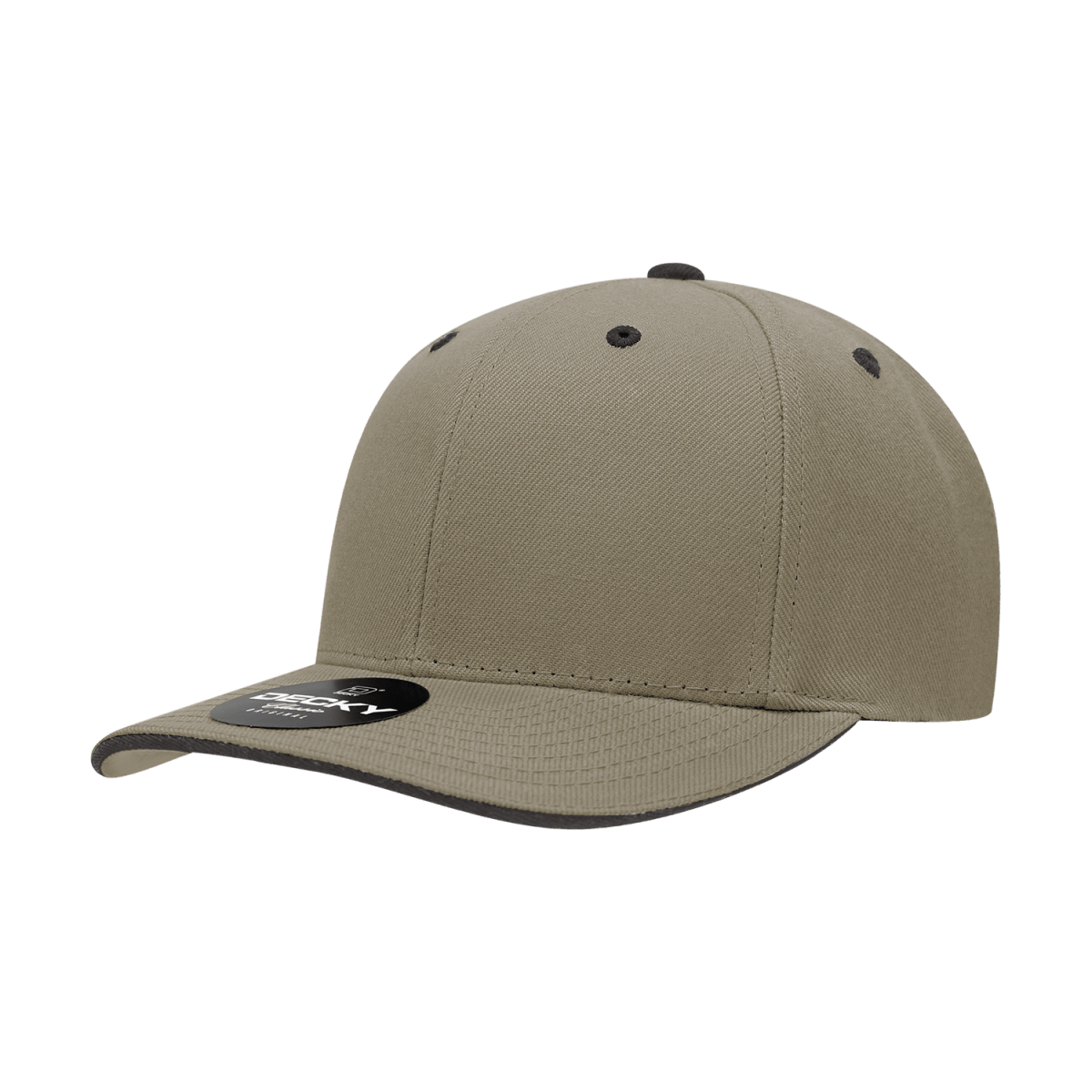 Decky 6 Panel Mid Profile Structured Sandwich Bill Cap | Decky 2003 Khaki/Black OSFM Hats