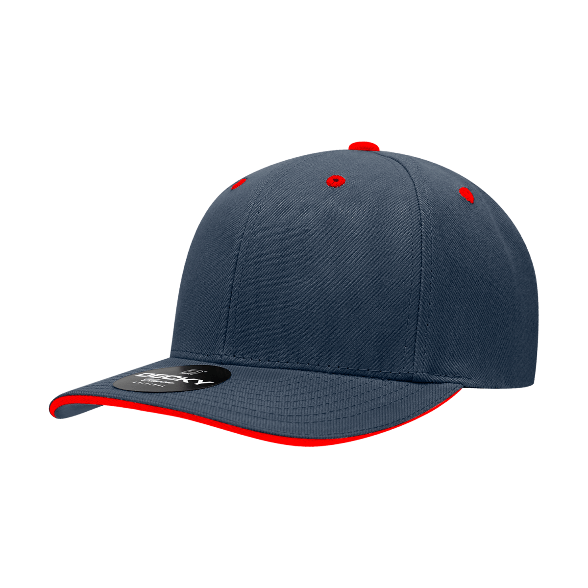 Decky 6 Panel Mid Profile Structured Sandwich Bill Cap | Decky 2003 Navy/Red OSFM Hats