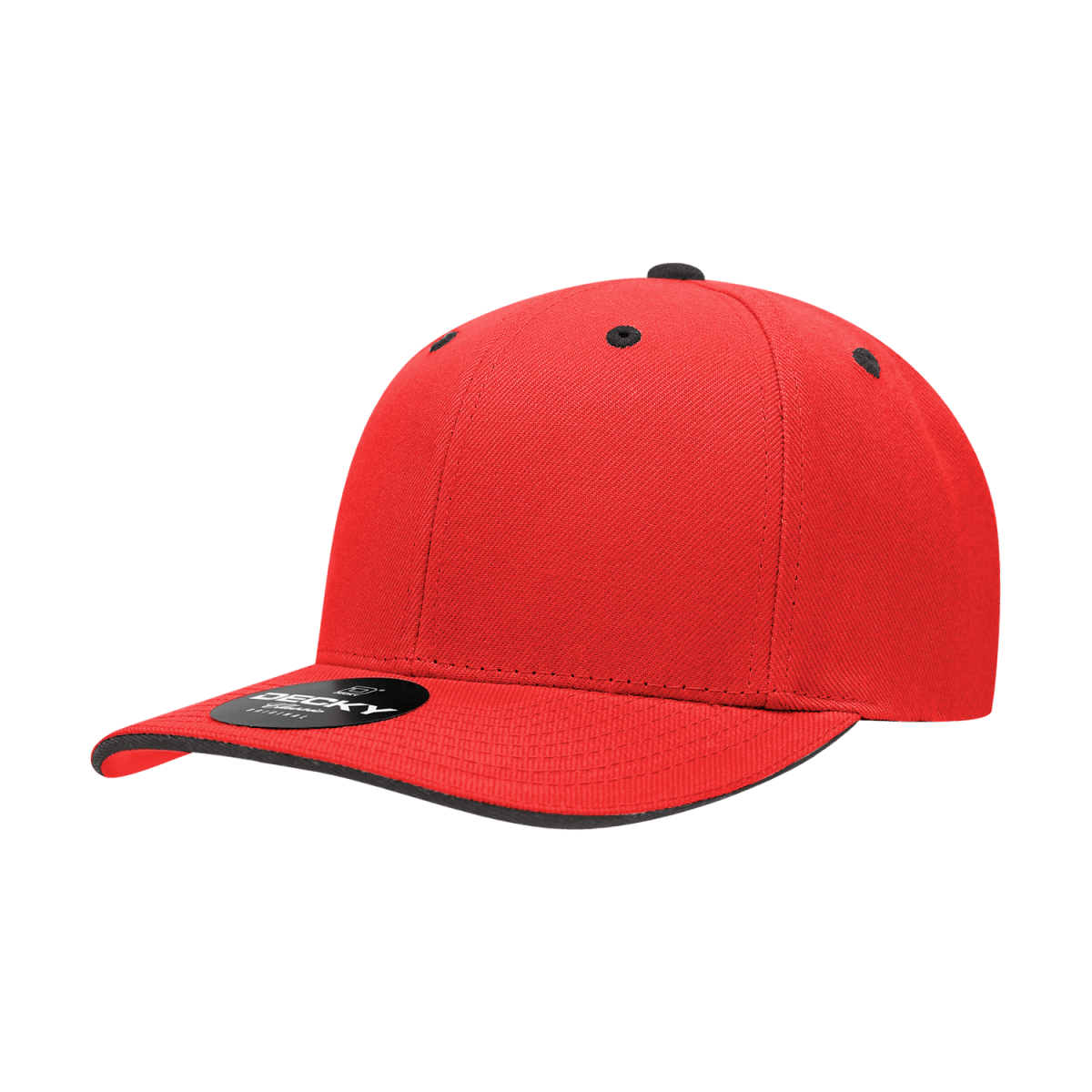Decky 6 Panel Mid Profile Structured Sandwich Bill Cap | Decky 2003 Red/Black OSFM Hats