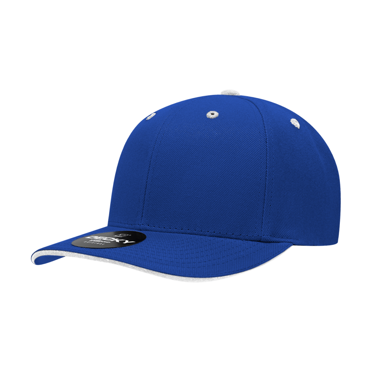 Decky 6 Panel Mid Profile Structured Sandwich Bill Cap | Decky 2003 Royal/White OSFM Hats