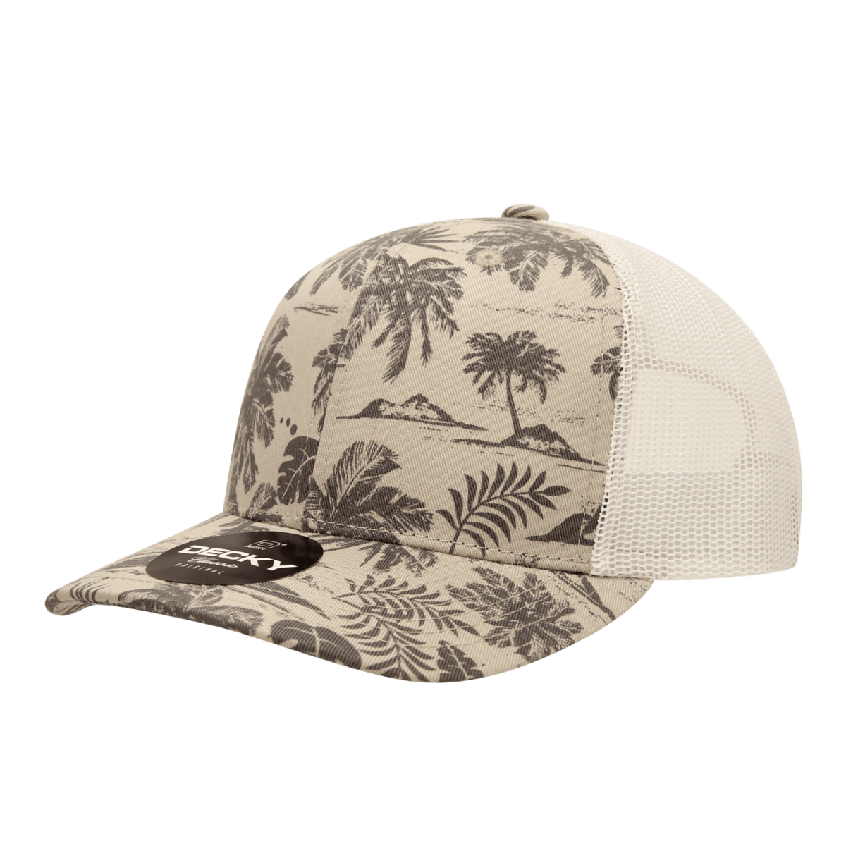 Decky 6 Panel Mid Profile Structured Tropical Trucker | Decky 6037 Panel Mid Profile Structured Tropical Trucker Standard