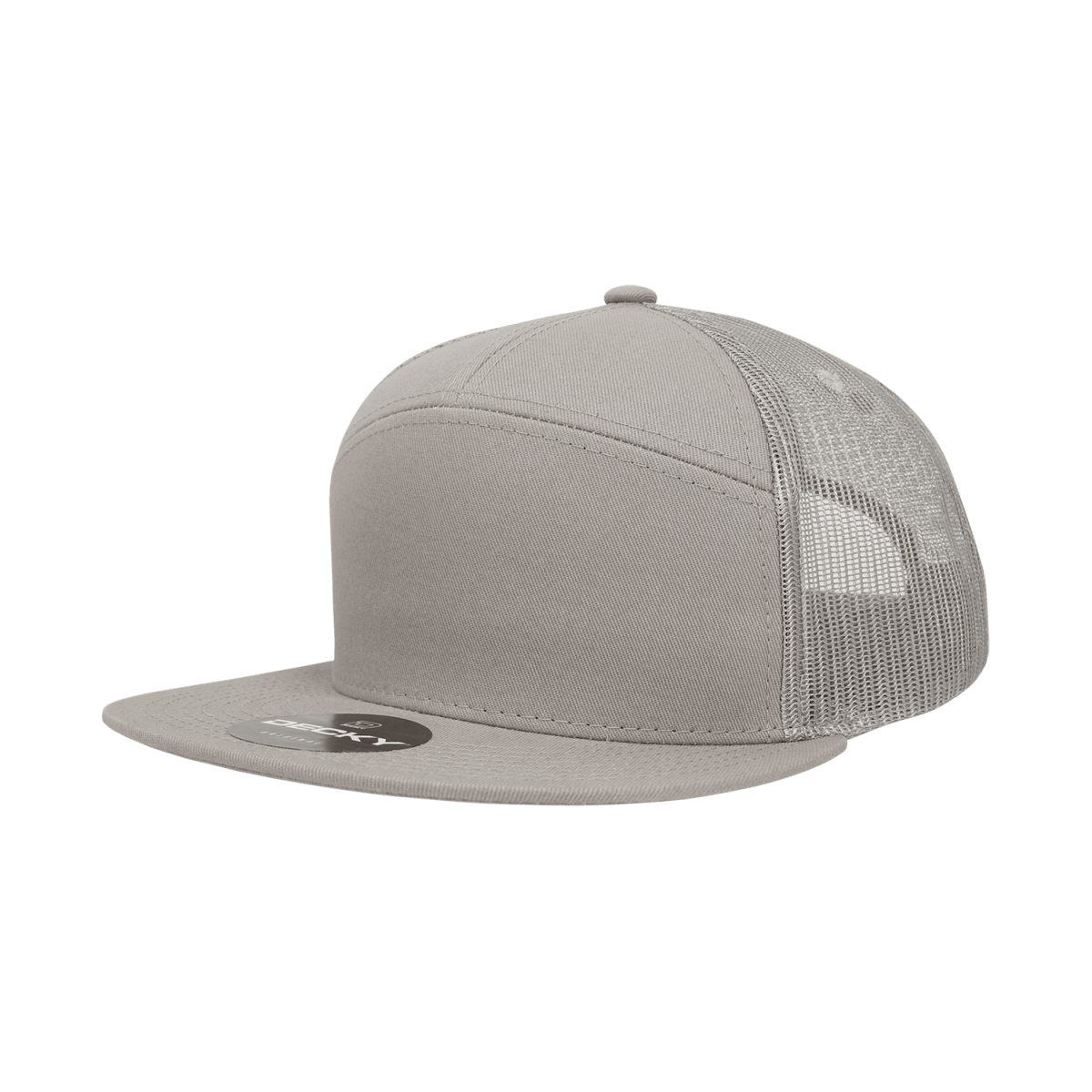 Decky 7 Panel High Profile Structured Cotton Blend Trucker | Decky 1133 Grey OSFM