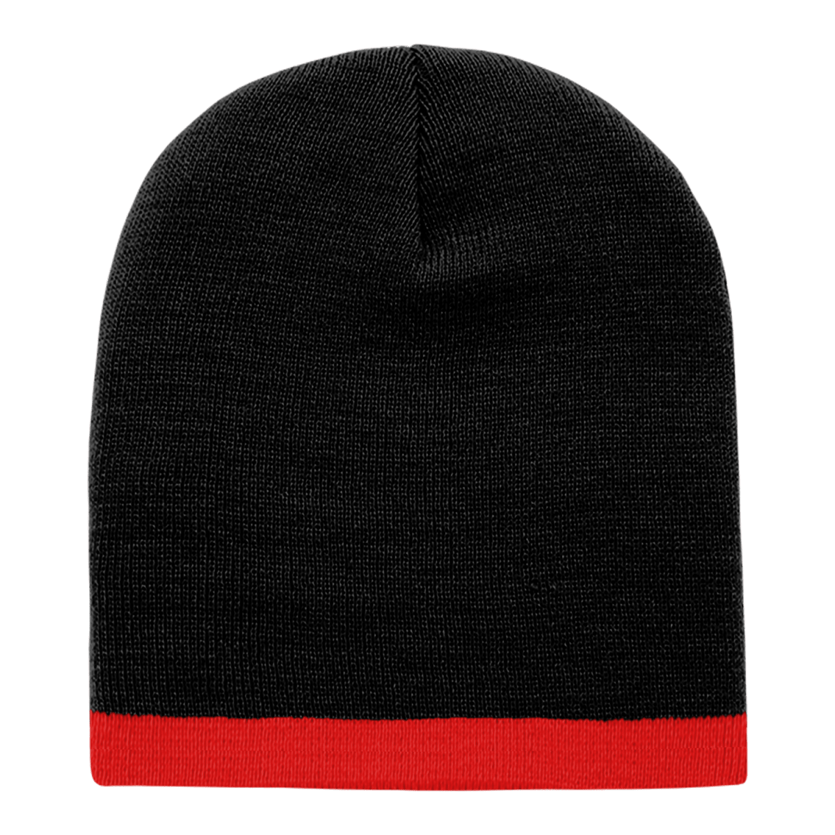 Decky Acrylic/Polyester Striped Short Beanie | Decky 8007 Black/Red OSFM Beanies