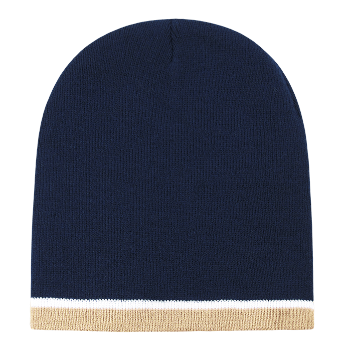 Decky Double Striped Beanie | Decky 8015 Nvy/Wht/Kha OSFM Beanies