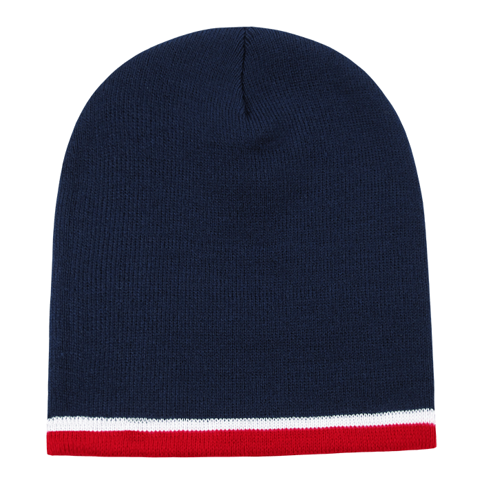 Decky Double Striped Beanie | Decky 8015 Nvy/Wht/Red OSFM Beanies