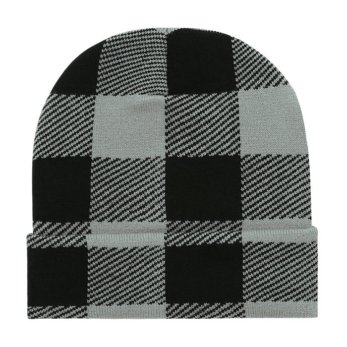 Decky Long Plaid Beanie | Decky 8027 Black OSFM Beanies
