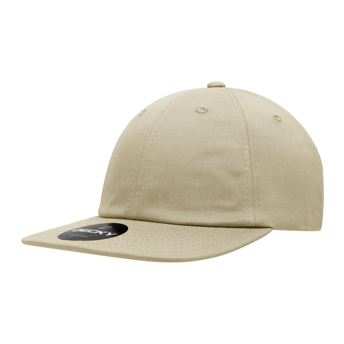 Decky Relaxed Flat Bill Cotton Caps | Decky 200 Khaki OSFM Hats