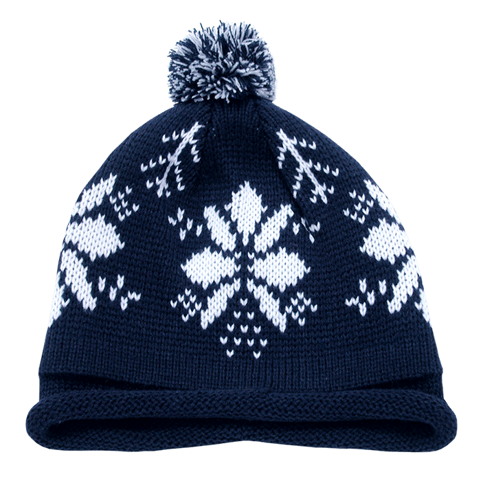 Decky Snowflake Roll Up Beaine w/Pom | Decky 611B Nvy/Wht OSFM