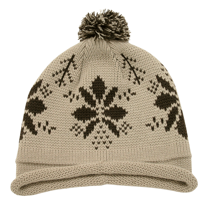Decky Snowflake Roll Up Beaine w/Pom | Decky 611B Stn/Brn OSFM