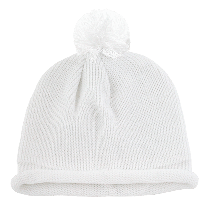 Decky Solid RollUp Beanie w/PomPom | Decky 611A White OSFM Beanies