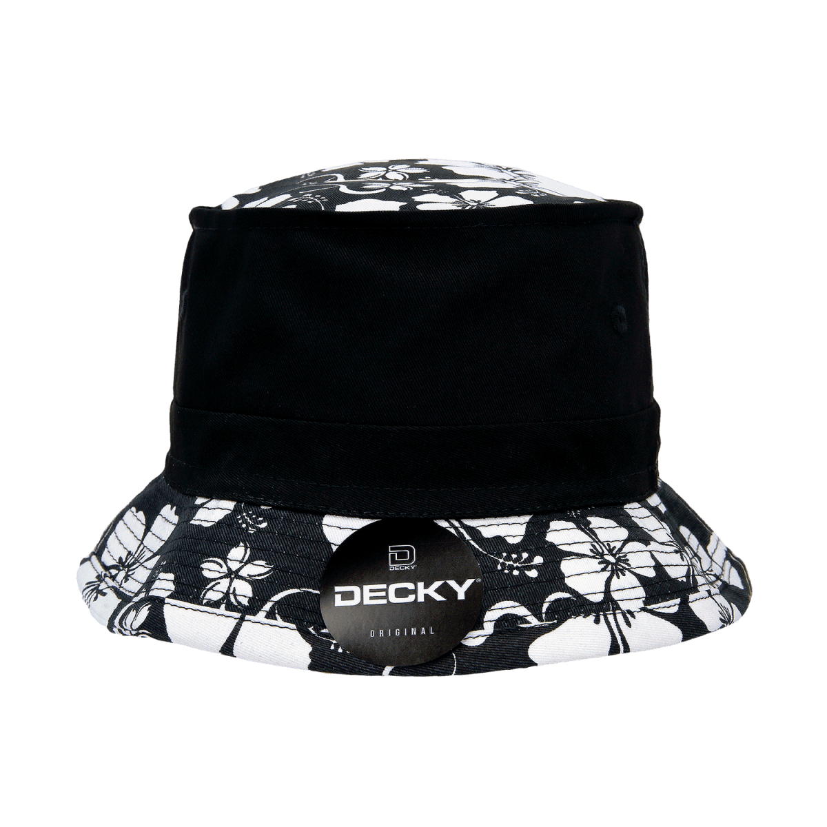 Decky Structured Floral Brim Fisherman's Hat | Decky 456 Black S/M Hats