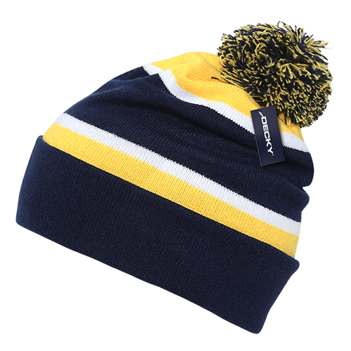 Decky Two Tone Pom Pom Beanies | Decky 690 Two Tone Pom Pom Beanies OSFM Beanies