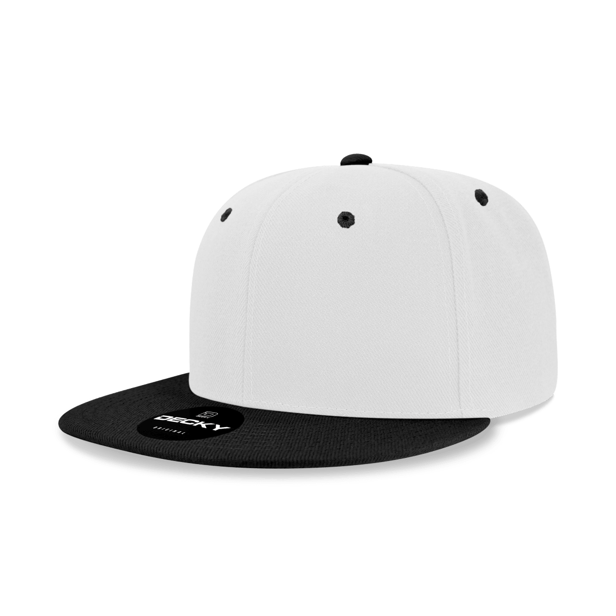 Decky Women's 6 Panel High Profile Structured Acrylic/Polyester Snapback | Decky 5121 White/Black OSFM