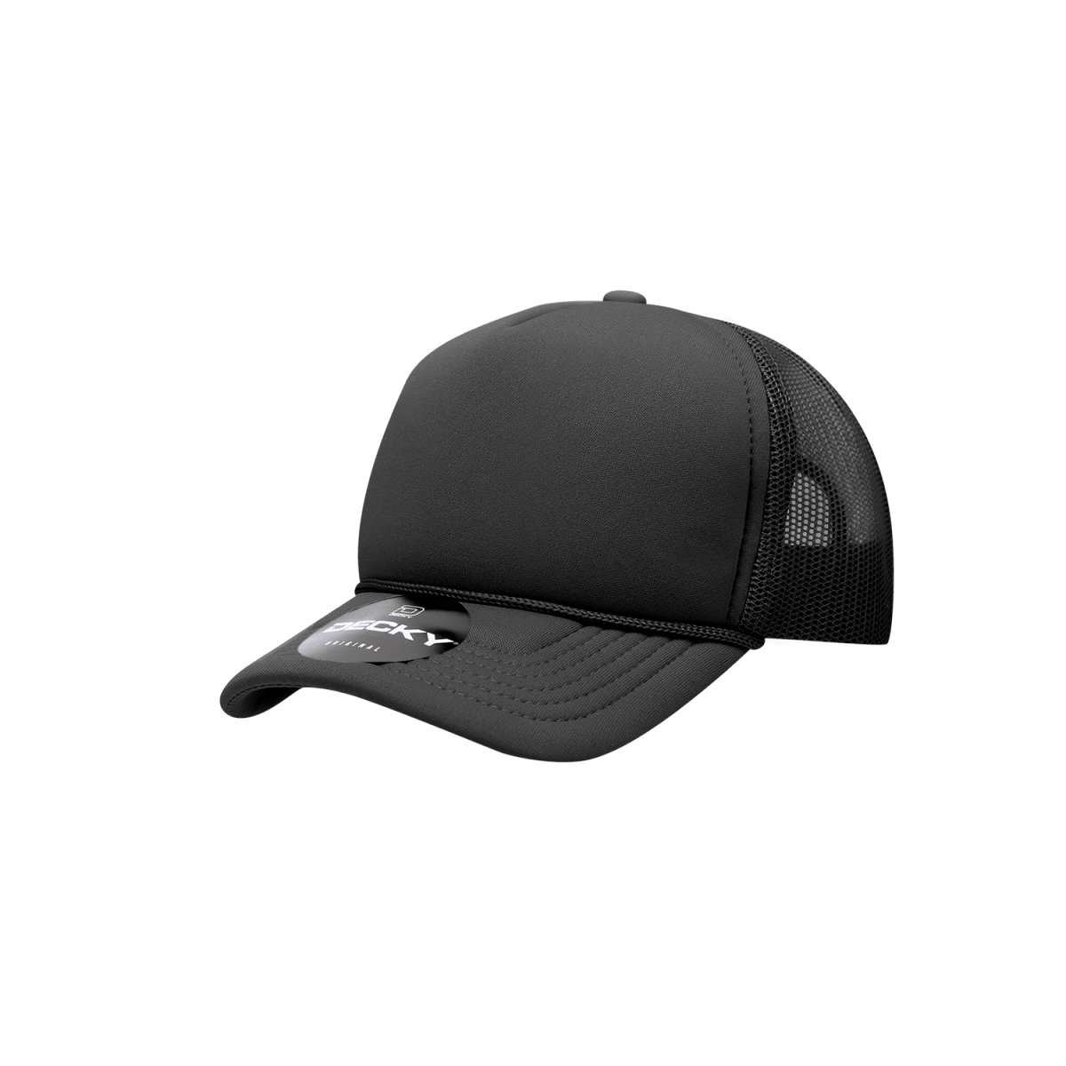 Decky Youth 5 Panel Mid Profile Structured Foam Trucker | Decky 7010 Black Standard