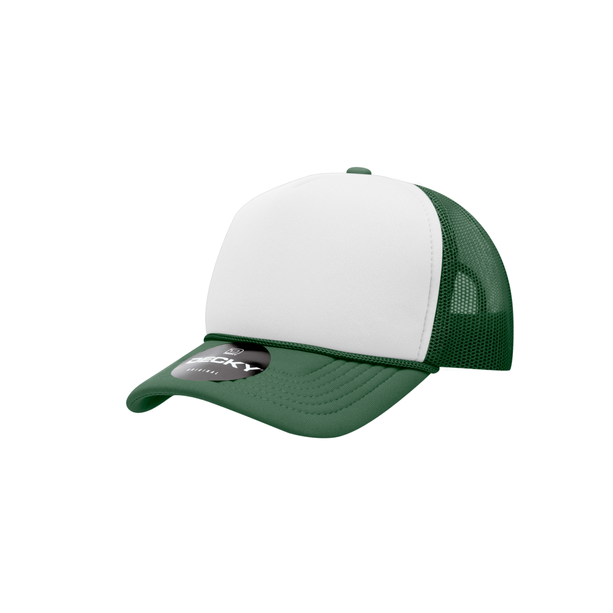 Decky Youth 5 Panel Mid Profile Structured Foam Trucker | Decky 7010 Forest/White/Forest Standard