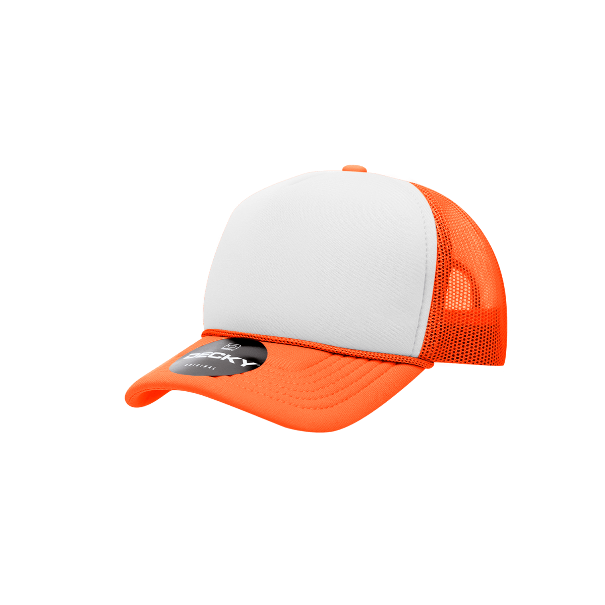 Decky Youth 5 Panel Mid Profile Structured Foam Trucker | Decky 7010 Orange/White/Orange Standard