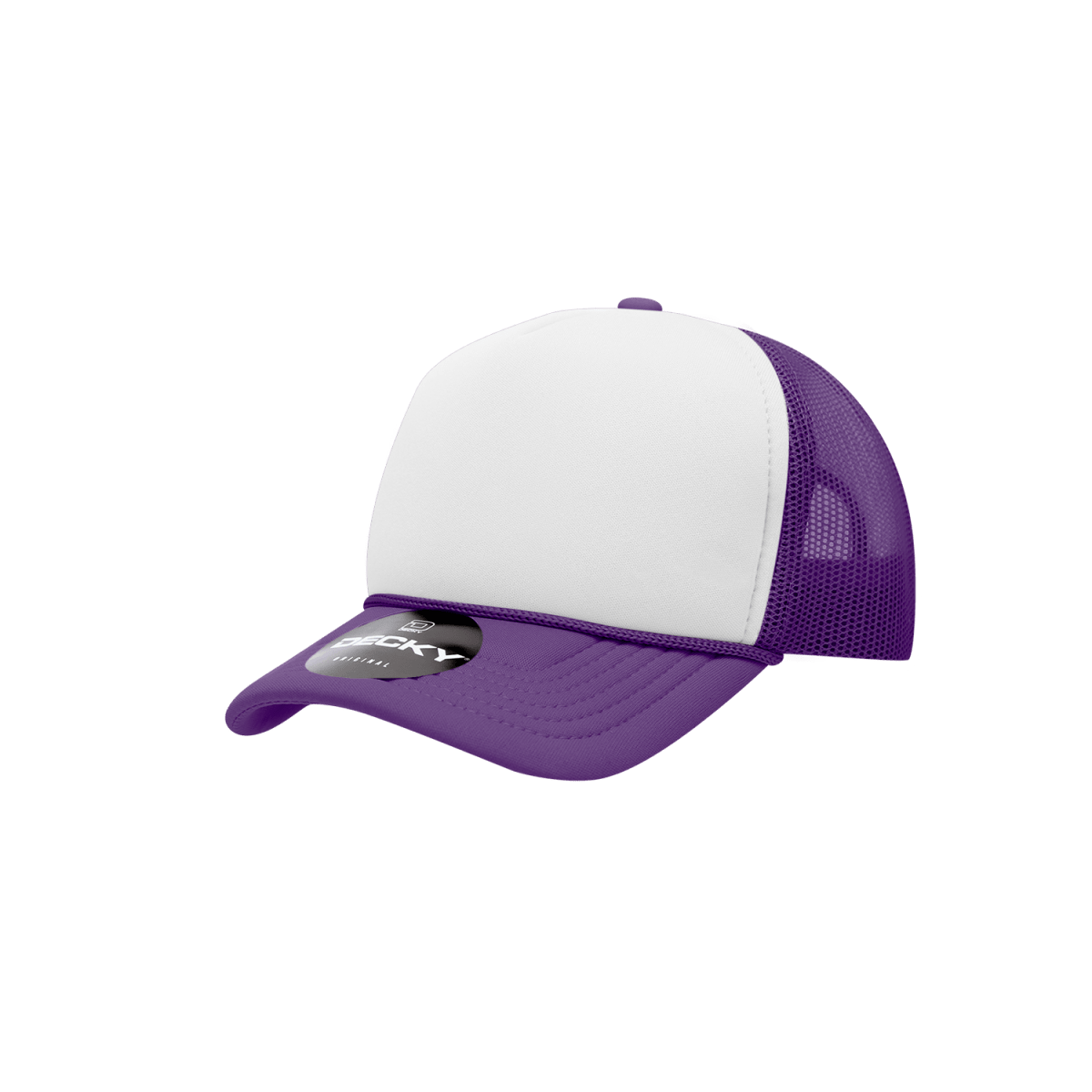 Decky Youth 5 Panel Mid Profile Structured Foam Trucker | Decky 7010 Purple/White/Purple Standard